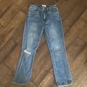 pistola Straight-Leg Blue Denim Jeans with Knee Rip